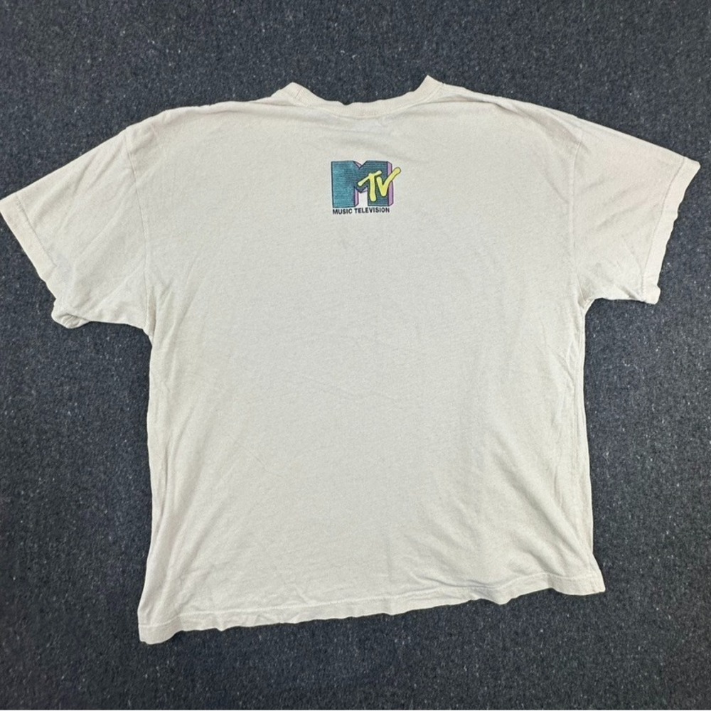 MTV T-Shirt Mens L/XL Beige Graphic Retro 90s MTV Casual Wear Rock Skate VTG - Picture 7 of 8